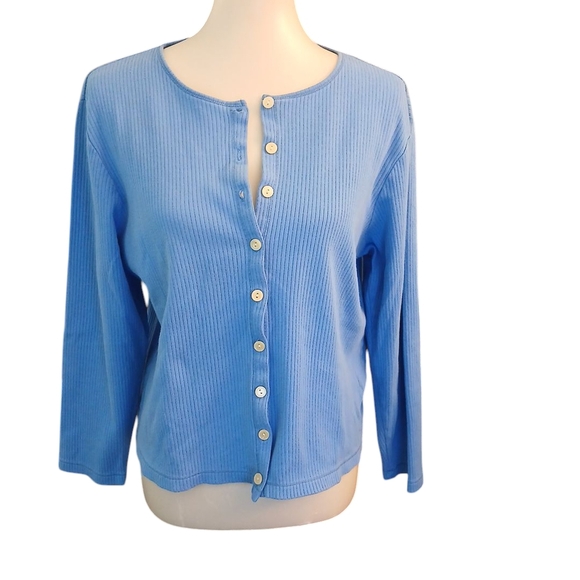 Liz Claiborne Blue Cardigan Wimen's Button Down Sweater Size L-XL - Picture 1 of 6